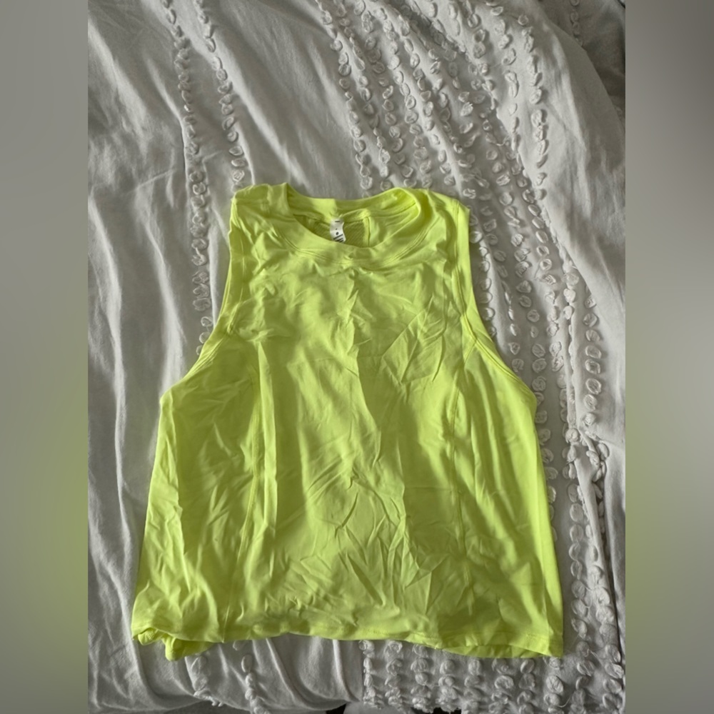 lululemon electric lemon cropped muscle tank top